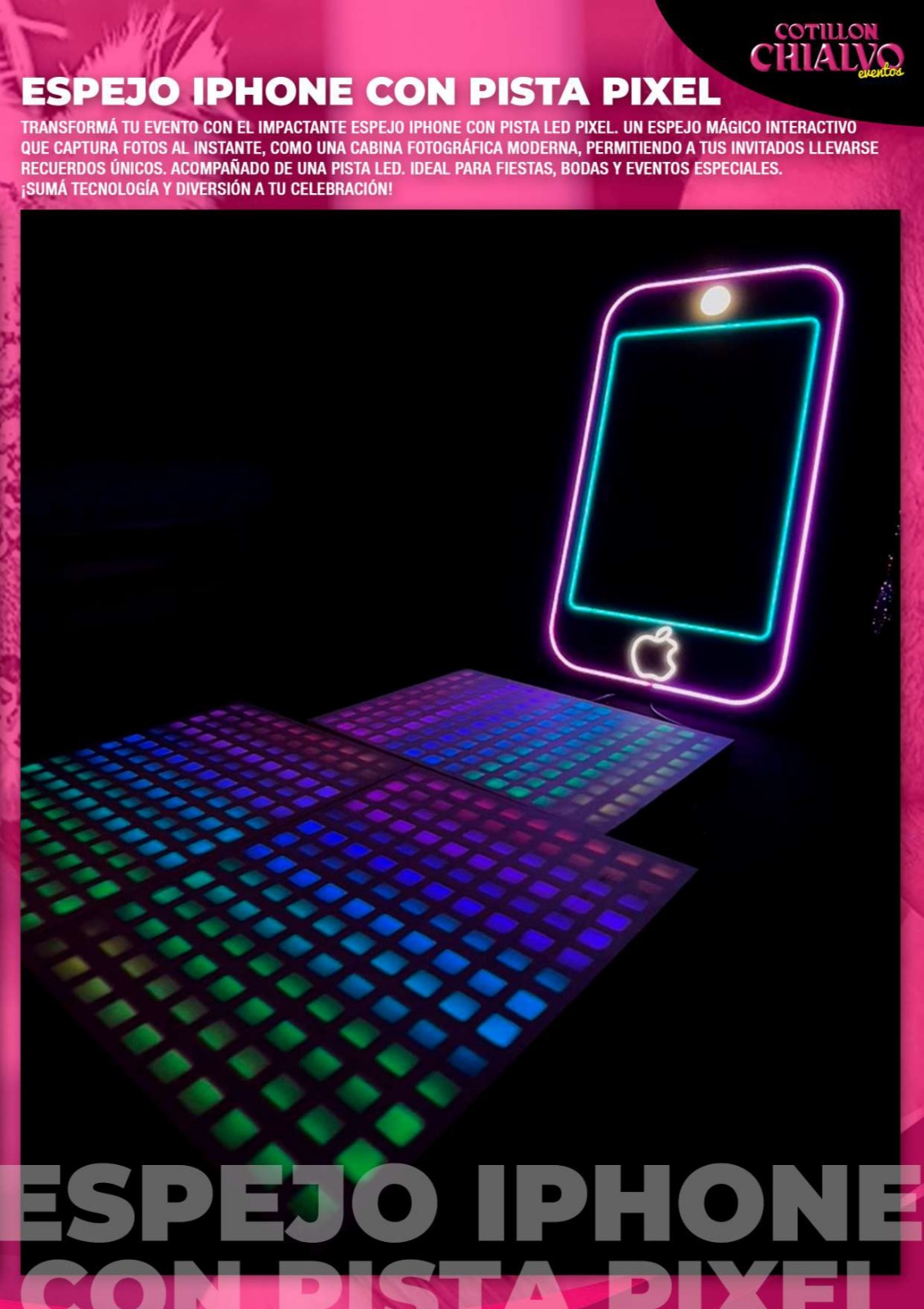 Espejo iPhone con pista pixel